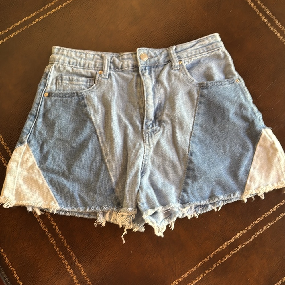 Patchwork Cutoff Jean Shorts